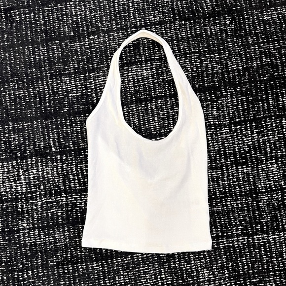 CSB White Ribbed Halter Tank - Picture 4 of 4
